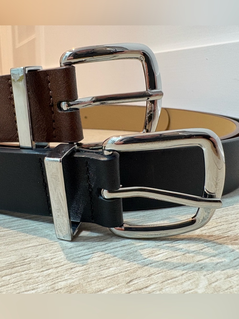 Old Navy Women's Dual Belt Set in Black and Brown L-XL